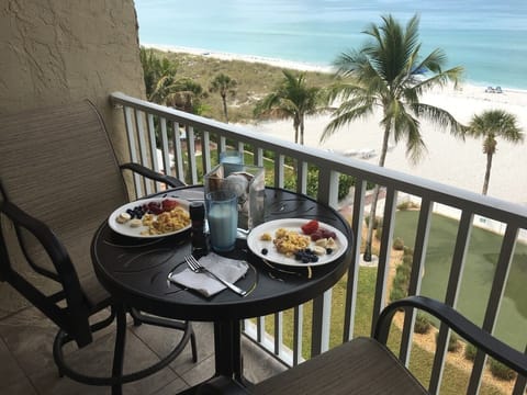 Dining on your balcony with a view of the Gulf