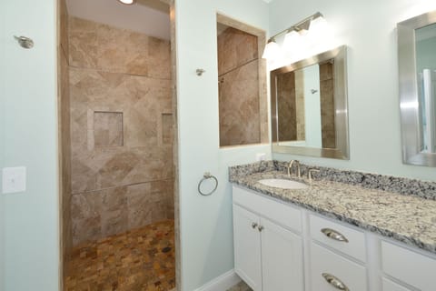 Master bathroom, tiled shower, granite double vanity