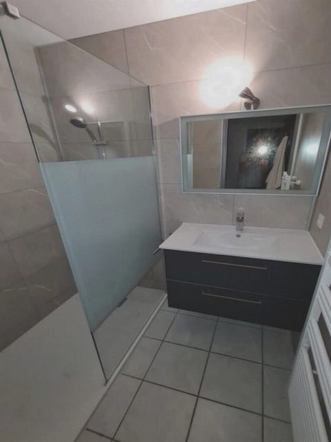 Combined shower/tub, hair dryer