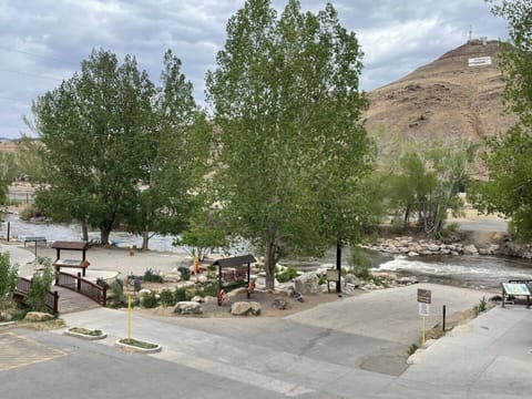 Downtown, on the River. (View from covered balcony).  