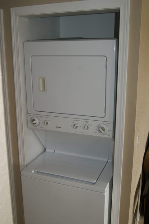 Unit #203 Condo: Stacked Washer and Dryer.