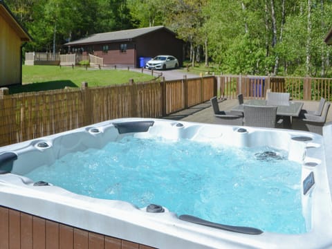 Relaxing private hot tub | Leafy Run - Otterburn Hall Lodges, Otterburn, near Bellingham