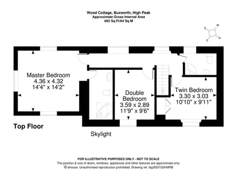 Floor plan of top floor | Wood Cottage, Buxworth, High Peak