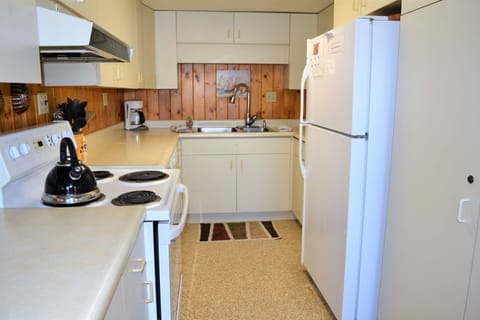 Fridge, oven, dishwasher, coffee/tea maker