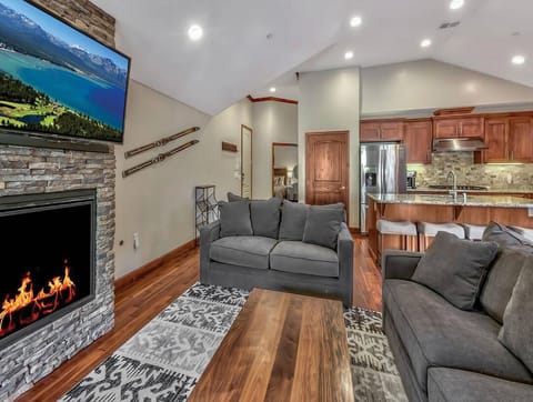 TV, fireplace, video-game console