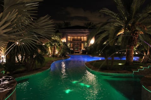 Oasis Back Courtyard at night