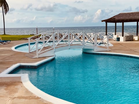 Swimming pool with view of Caribbean Sea