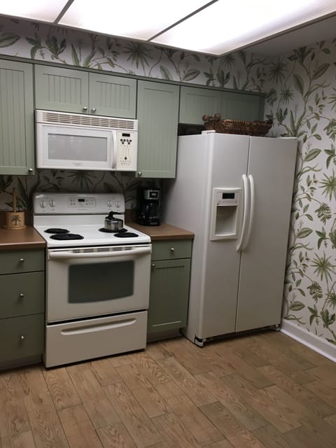 Fridge, microwave, stovetop, dishwasher