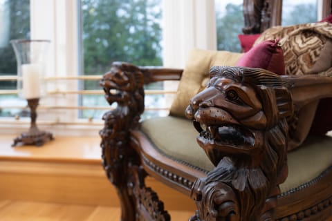 Beautifully carved mahogany throne chairs