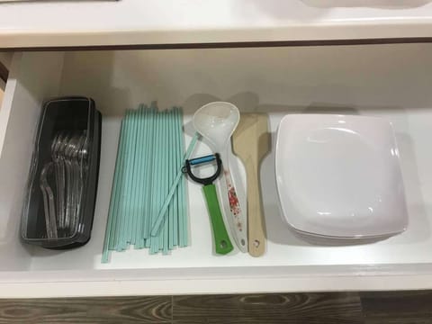 Fridge, stovetop, cookware/dishes/utensils