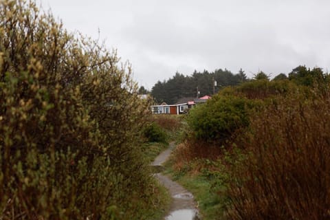 The view taken from the beach, looking back at the cottage.