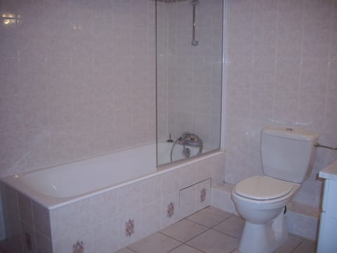 Combined shower/tub, hair dryer