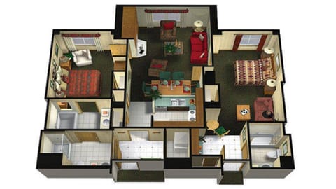 2BR Villa layout.  Efficiency lock-off on right.
