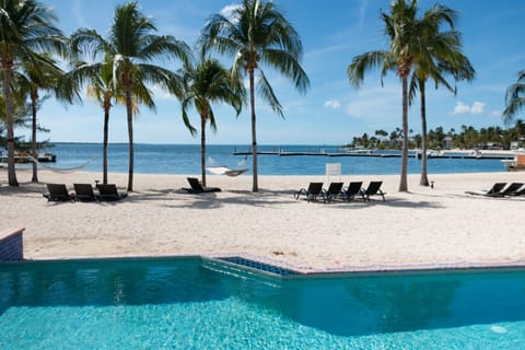 On the beach, sun loungers, beach towels