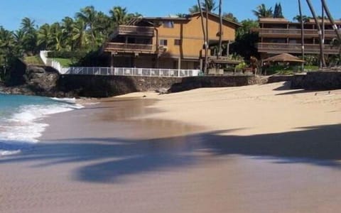 On the beach, sun loungers, beach towels