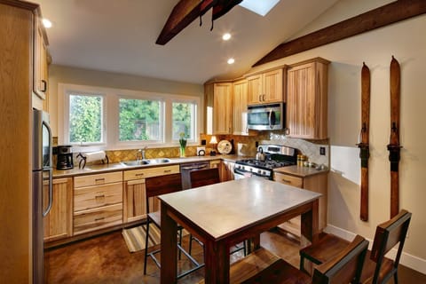 Fully stocked kitchen for longer stays. Guests have stayed as long as 60 days.
