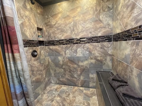 Combined shower/tub, jetted tub, hair dryer, towels