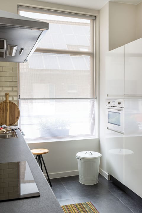 oven and a lot of practical storage cupboards