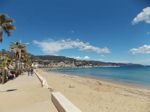 Beach nearby, sun loungers