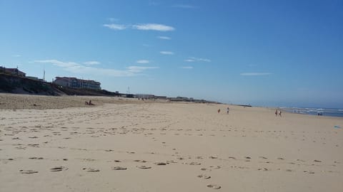 On the beach, sun loungers