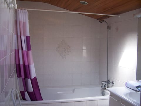 Combined shower/tub, hair dryer