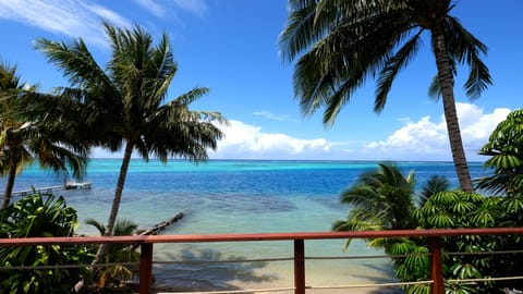 On the beach, sun loungers, beach towels