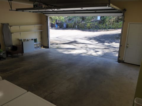 Two car garage at back of house