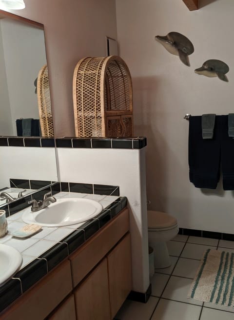 full tiled master bath