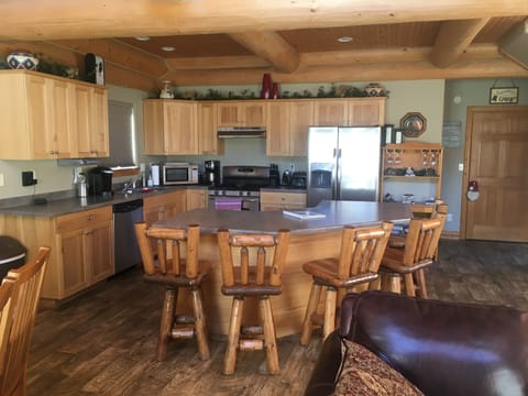 Kitchen area with extra seating at the island