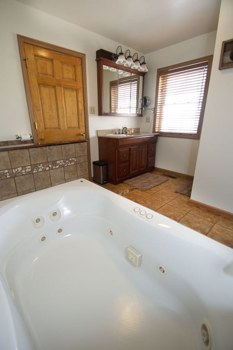 Combined shower/tub, jetted tub, hair dryer, towels