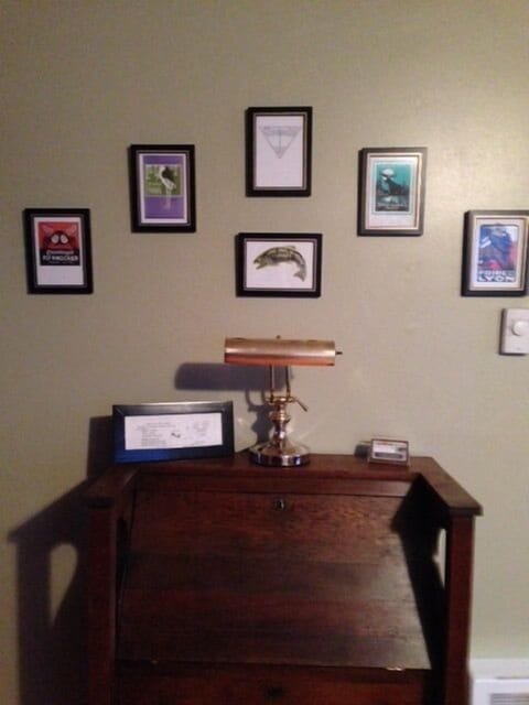 Old Craftsman style secretary located in living room.