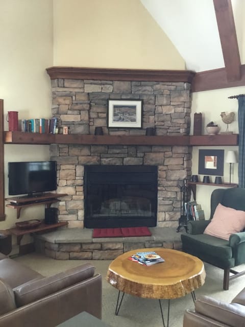 TV, fireplace, video library, stereo