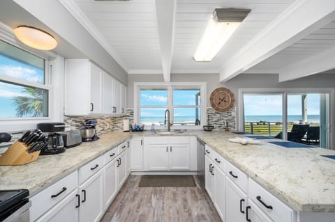 Remodeled kitchen with incredible ocean views. Amazing views while making meals.