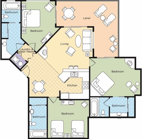 Floor Plan Layout of 3B Presidential Condo