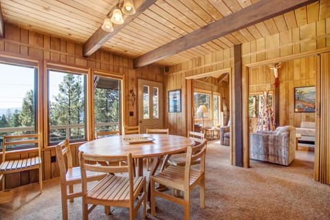dining area with family room beyond