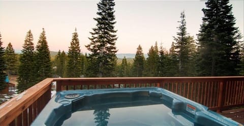 Private hot tub on back deck overlooking Carson mountain range 