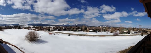 View from balcony; ski resort on left and Byers peak in center