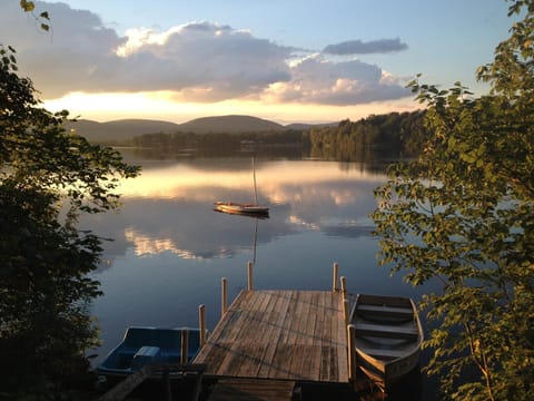 Our private dock on Richmond Pond has a spectacular view, especially at sunset.