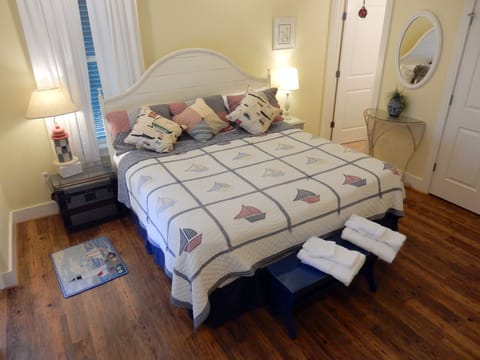 Memory foam beds, iron/ironing board, travel crib, free WiFi