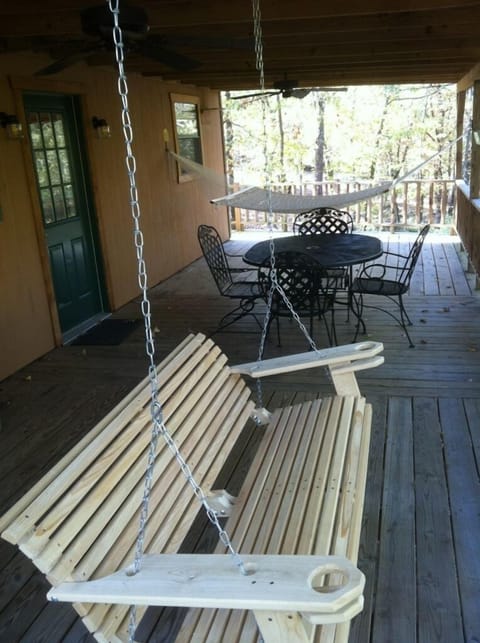View of the porch which overlooks the Little Missouri River