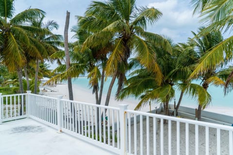 On the beach, sun loungers