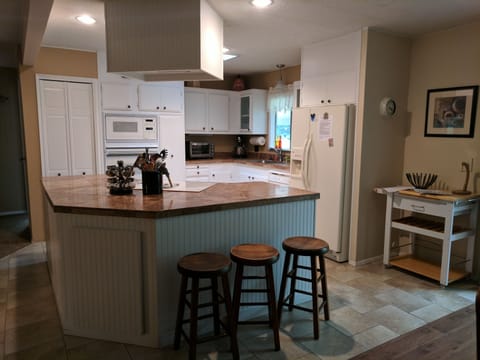 Kitchen is well stocked with everything you need to cook up some feasts.