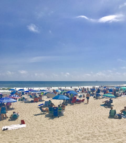 Beach nearby, sun loungers