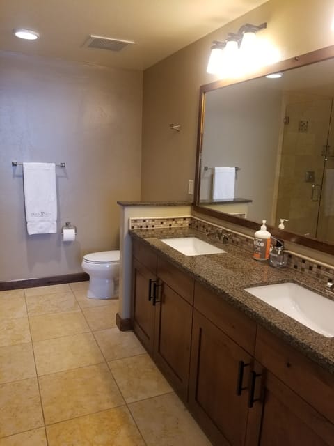 First master bathroom with double sinks. 