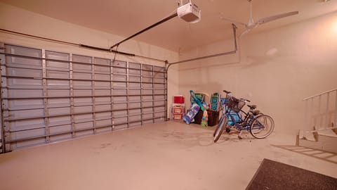 Double car garage. Bikes can easily be rented on the island