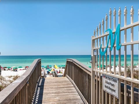 On the beach, sun loungers, beach towels