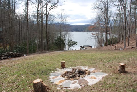 Firepit and view of mountains/lake access