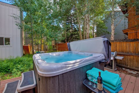 Private Jacuzzi fits 6 with Easy Lift Lid. Preset for 104 degrees.