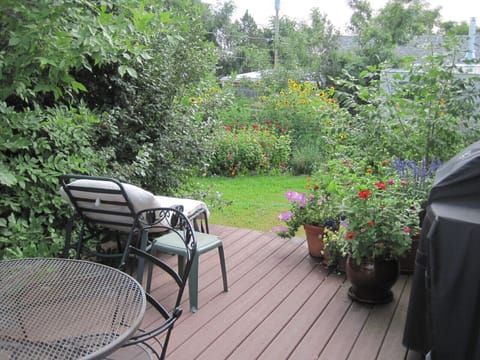 Backyard deck and gardens