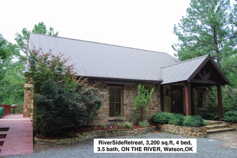 RiverSide Retreat located on the banks of the Mountain Fork River is SE Oklahoma.  Broken Bow lake is 35 minutes south of the cabin.  Enjoy the serenity of the pine forest while enjoying fishing in the river, relaxing on the deck or enjoying a camp fire.  Located on 135 acres of total solitude.  Wifi and Dish TV are amenities provided.